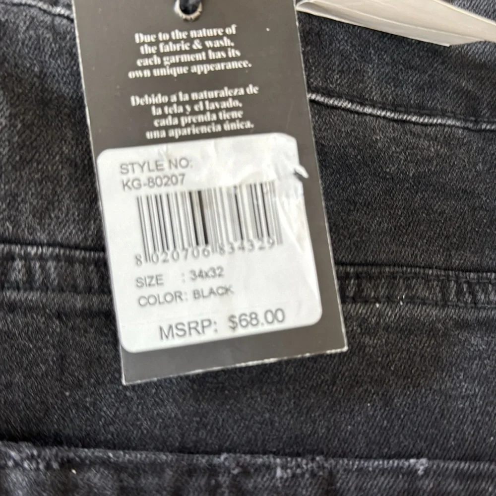Society Black Straight-Leg Jeans with Distressed Finish
